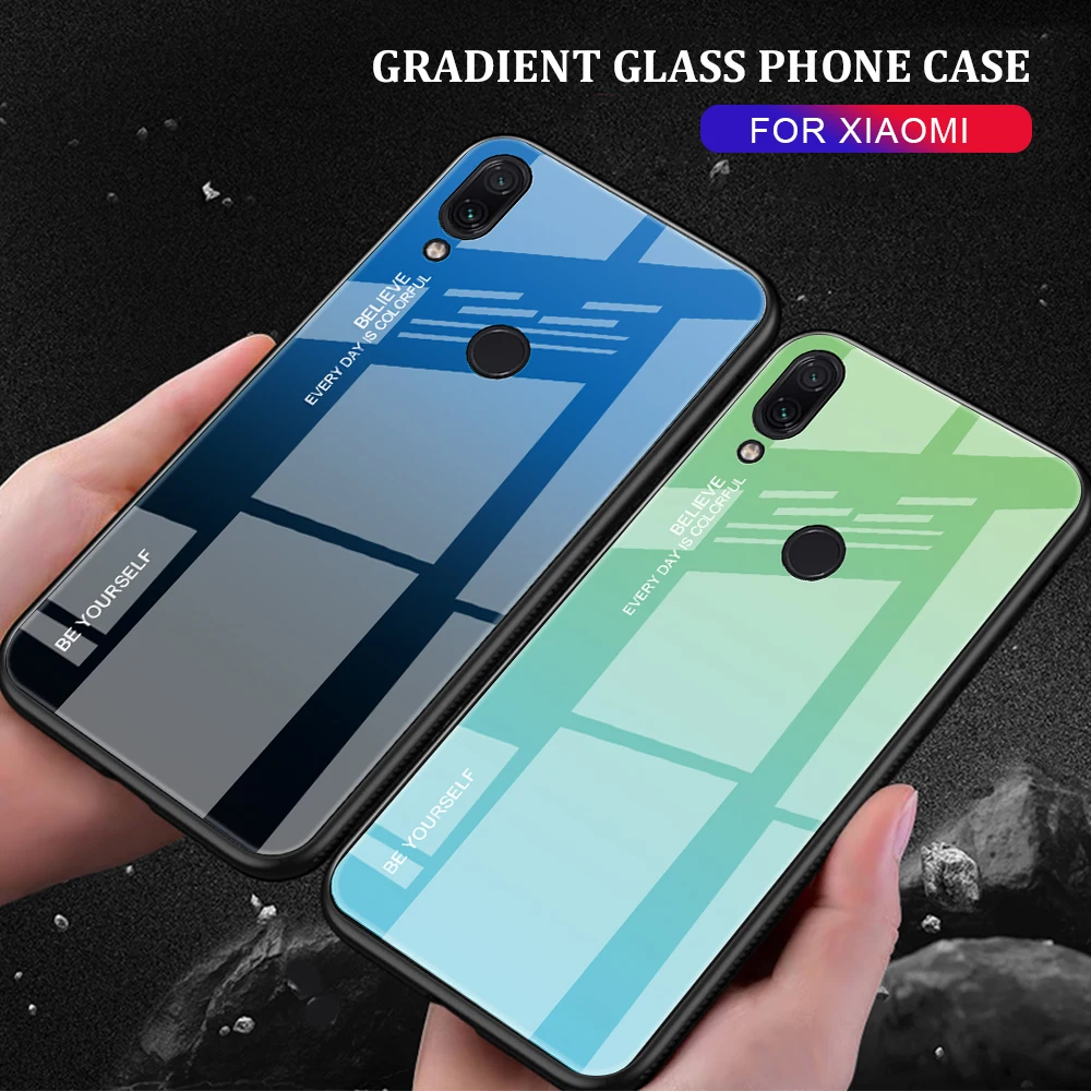 

Tempered Glass Case For Xiaomi Redmi 7 6A Pro 5 Plus Note 7 5 6 Pro Mi 8 Lite Mi A2 Lite A1 Mix 3 9 Pocophone F1 Gradient Case