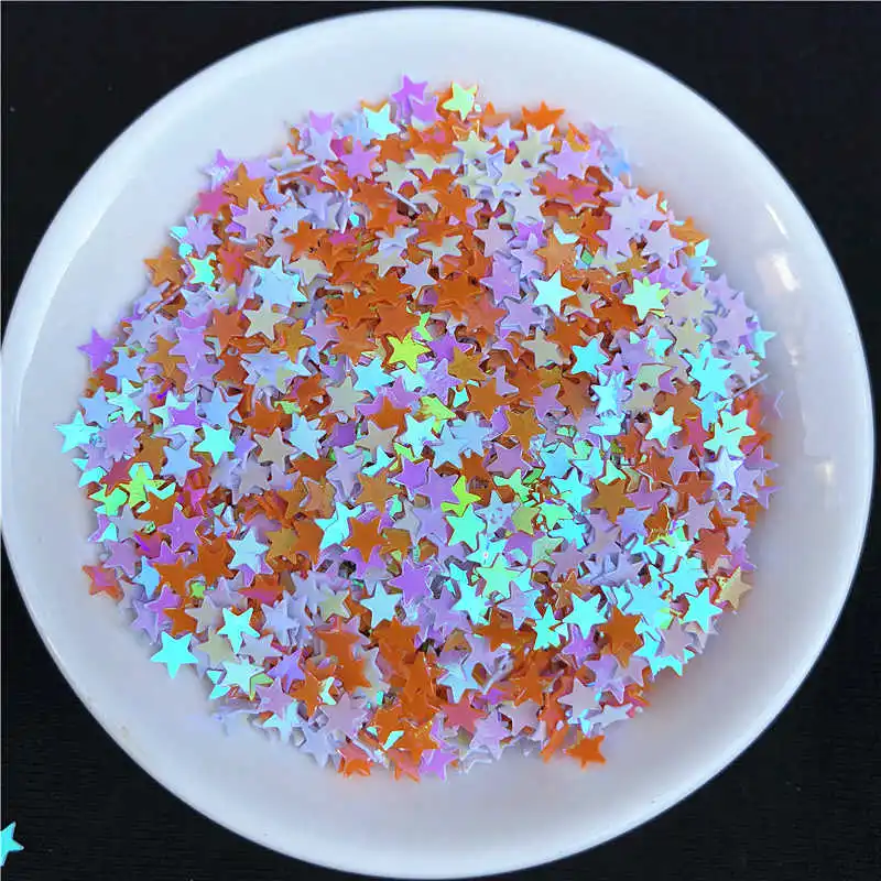 Mix White Orange 10 г/упак. 4 мм Star Glitter пайетками для ногтей Красота, леди маникюр, слизь DIY lentejuelas, свадебные украшения конфетти - Цвет: Mix White Orange