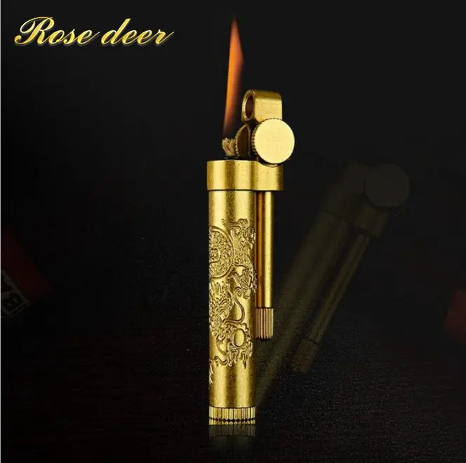 

Retro Flint Weel Cigarette Lighter Kerosene Oil Lighter Vintage Torch Jet Lighter Petrol Refillable Gasoline Cigarette Lighter