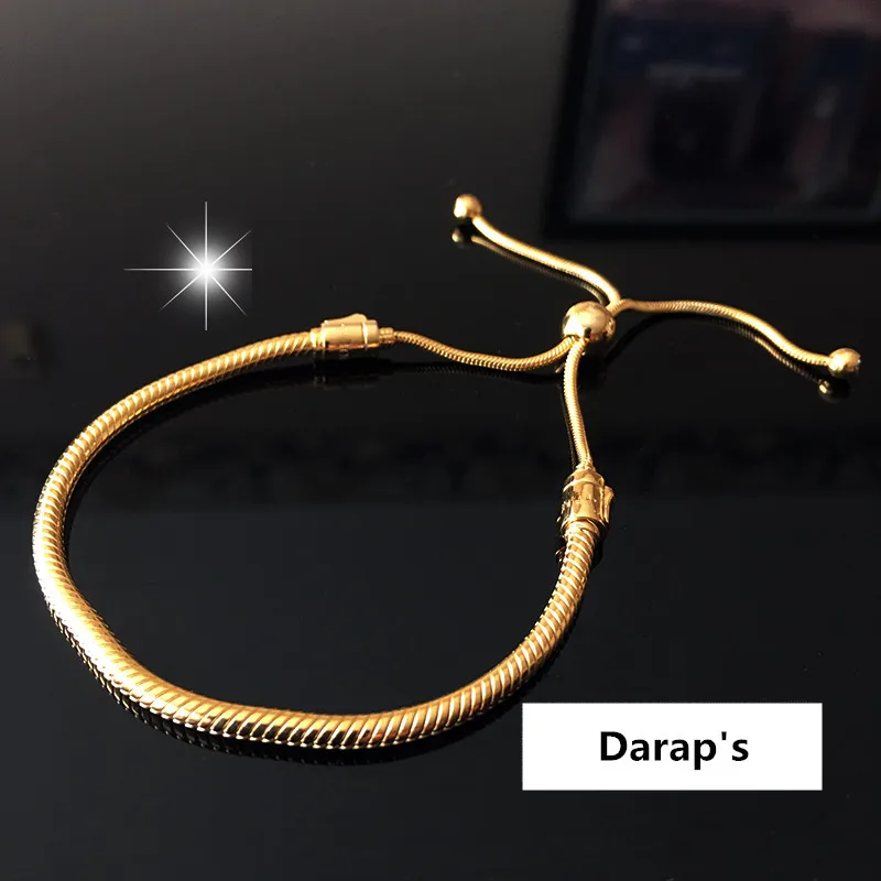 

Perfect Charm Logo Engraved Bracciali S925 Silver Chains pan shine Bracelets women Pulseras Sliding femme pan golds