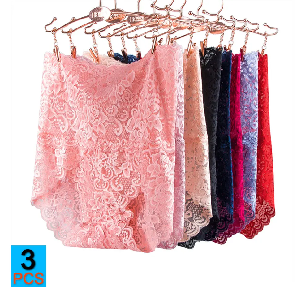 3pcs/Lot Panties Women Lace Underwear High Waist Sexy Seamless Briefs Female XXXL Big Size Lingerie Full Lace Breathable New Hot