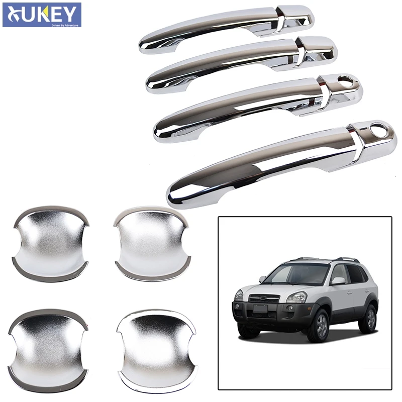 

Accessories 2IN1 FIT FOR HYUNDAI TUCSON 2005 2006 2007 2008 2009 2010 CHROME DOOR HANDLE COVER + BOWL CUP TRIM