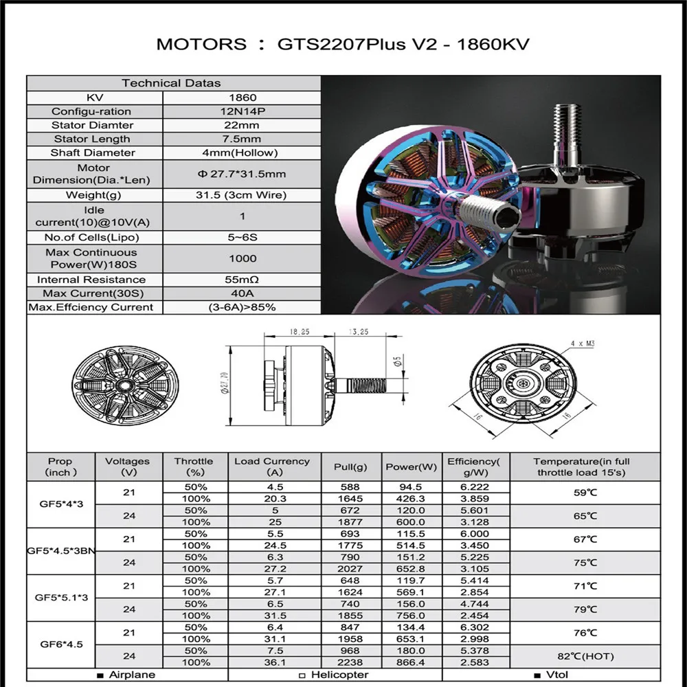 1/2 шт. RCINPOWER GTS-V2 2207 плюс 2207 2750KV 1860KV 4-6 S бесщеточный двигатель для модели RC запасные части Аксессуары «сделай сам»