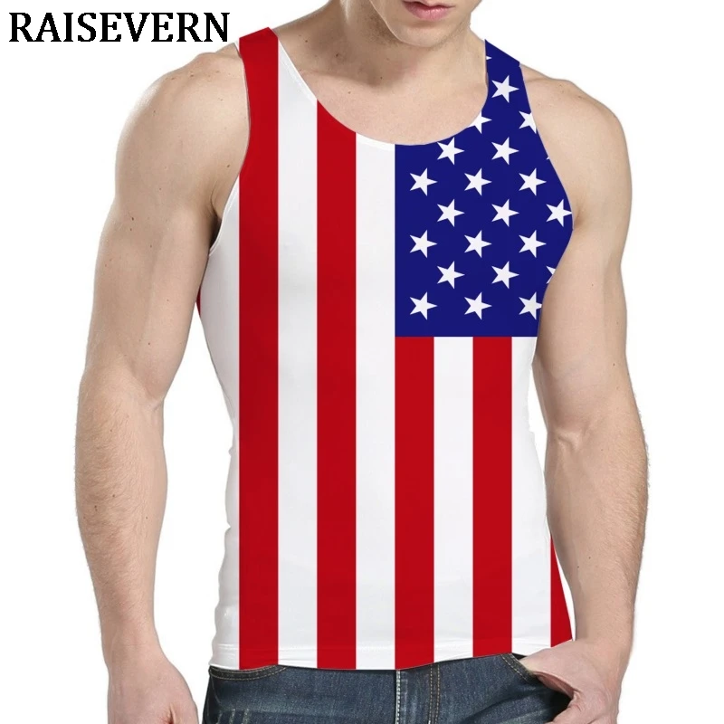 

Tank Top Men 3D Gothic Vest USA Flag Sleeveless Shirt Skull Skeleton Wolf Galaxy Male Sportswear Undershirt Summer Tops Tees