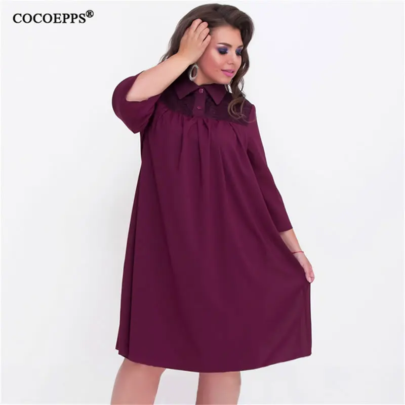 5XL 6XL 2019 осень большой Размеры женское кружевное платье Повседневная одежда