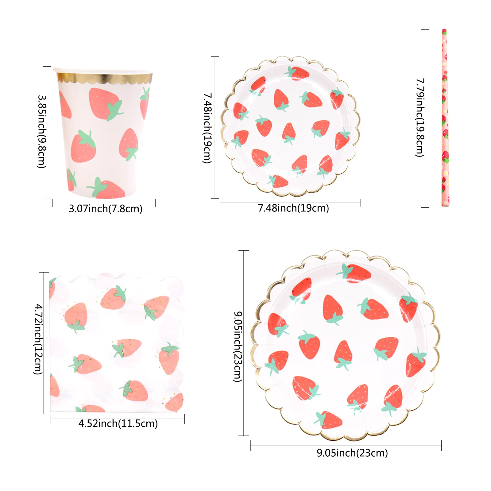 Фруктовая Клубничная посуда набор одноразовые бумажные тарелки чашки соломинки салфетки товары для обеденного стола детская игрушка в ванную День рождения Свадьба вечеринка