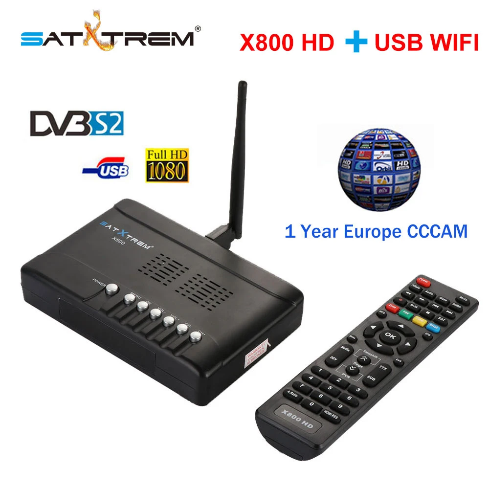 preço PK V7 HD X800 HD receptor de tv via satélite HD DVB S2 + USB WIFI decodificador 1 Ano Europa 5 linhas CCCAM receptor de satélite Digital