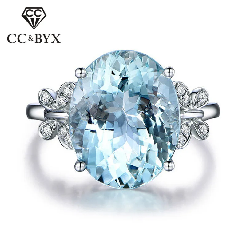 

CC Bijouterie Wedding Rings For Women Blue Oval Stone Butterfly Ring Cubic Zirconia Bridal Trendy Jewelry Anillos Mujer CC2005