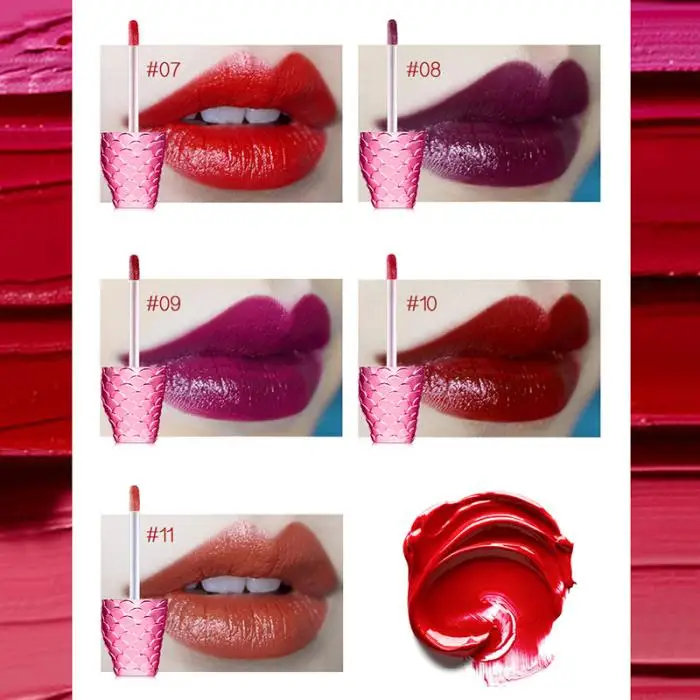1 Pcs Lip Tint Waterproof Mermaid Lipgloss Liquid Lipstick Nude Glitter Shining Lipstick-MS