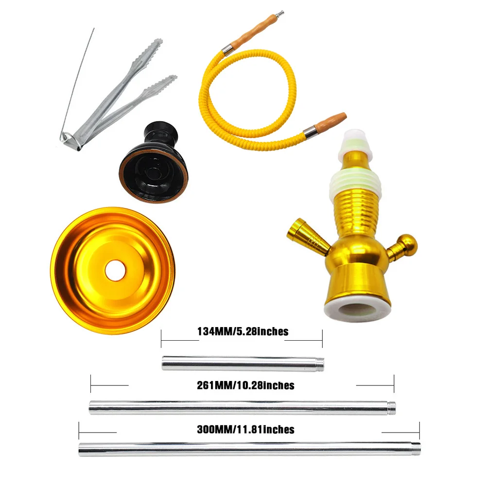 Hookah Shisha Champagne/Wine Bottle Top Hookah Stem Kit HOOKITUP Aluminum Hookah Chicha Complete Set With Bowl And Hose - Color: Gold