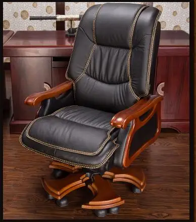 Кресло Boss кожаное компьютерное кресло домашнее массажное откидывающееся кожаное кресло руководителя цельное деревянное офисное кресло с подлокотником - Цвет: 10