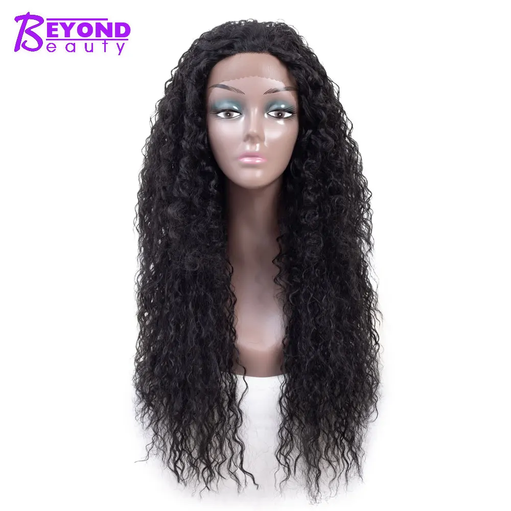 

Natural Water Wave Synthetic Lace Front Wig For Women Black Brown Best Affordable African American good quality Long Wigs