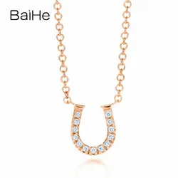 BAIHE Solid 18 К розовое золото (AU750) сертифицированный 0.04ct круглый 100% из натуральной бриллиантами Юбилей Мода подарок ювелирных изделий ожерелья