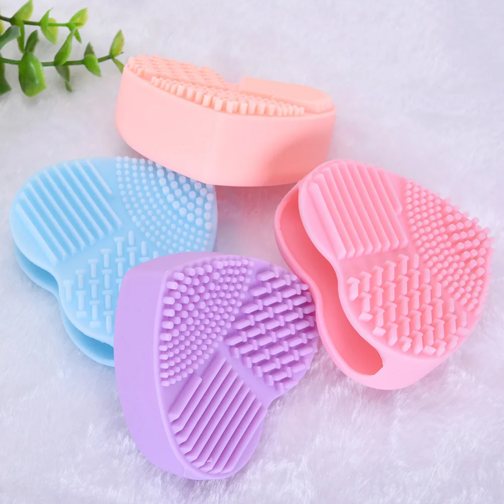 1 шт. силиконовый коврик для мытья в форме сердца|cosmetic brush cleaner|glove scrubbermakeup cleaning |