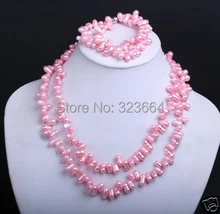 GENUINE BAROQUE PINK PEARL NECKLACE BRACELET SET