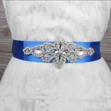 Лидер продаж Стразы Вечеринка платья для выпускного вечера аксессуары Королевский синий Свадебные ремни пояса невесты пояс свадебные пояса Ремни
