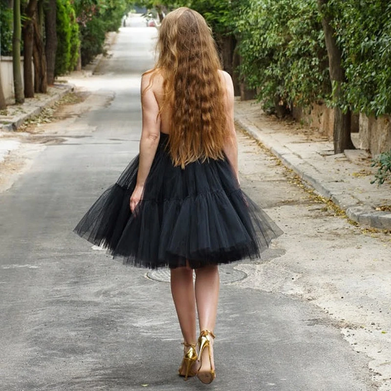 Black Very Fluffy Full Layered Petticoat Tulle Skirt Tutu Bridesmaid, Wedding, Flower Girl Gown