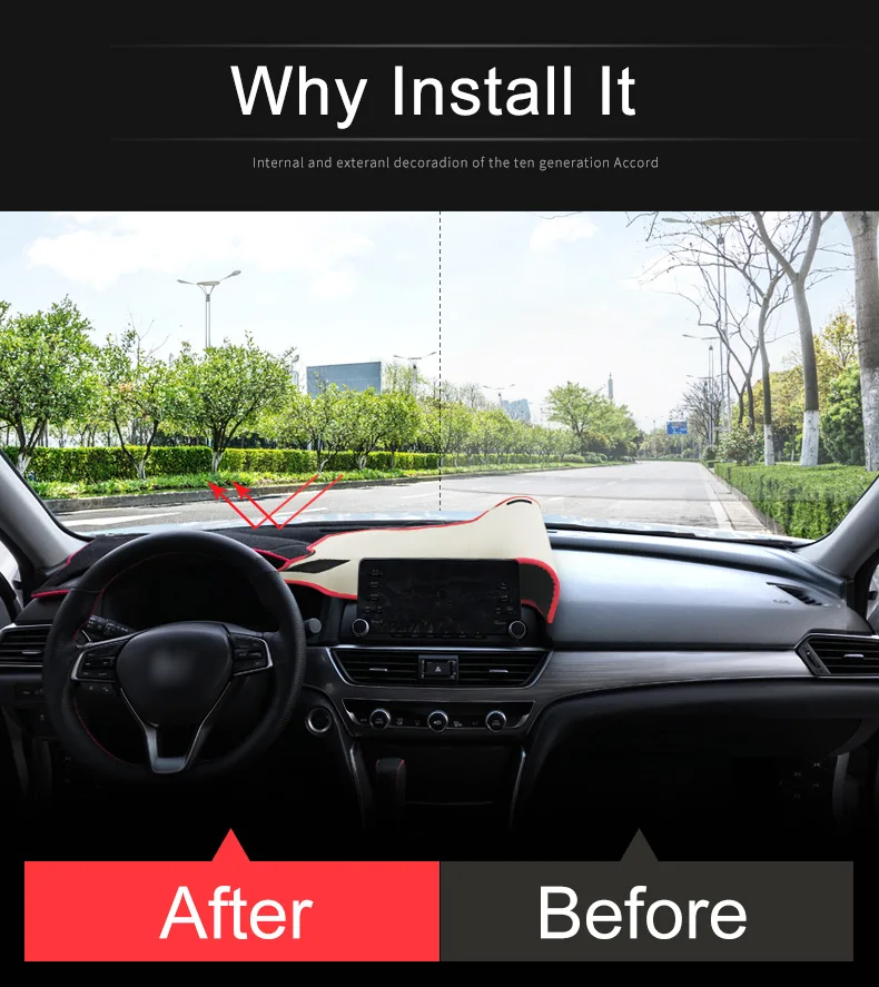 Чехол для приборной панели автомобиля Honda Accord 10th, коврик для приборной панели, коврик для приборной платформы, настольные ковры, накладка на подушку, защитные аксессуары