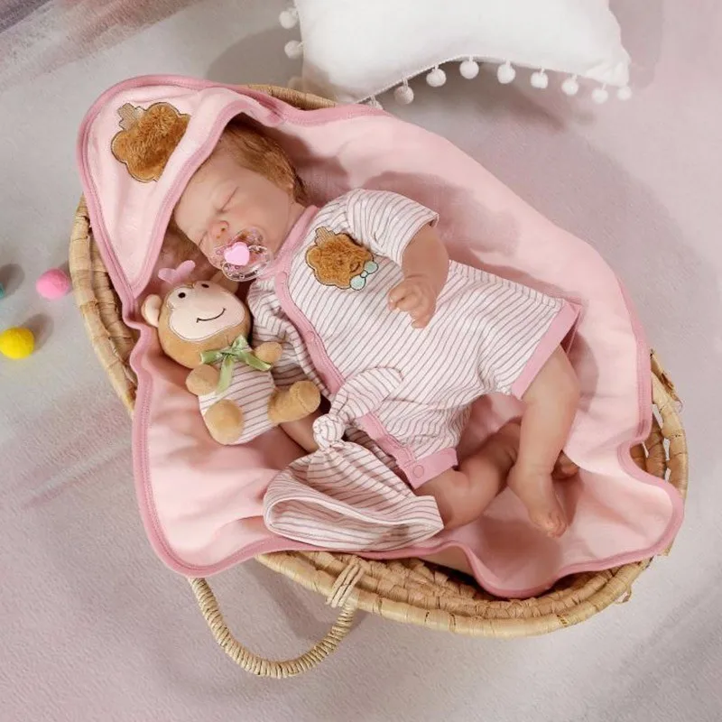 

52cm Simulation Baby Reborn Baby Handmade Silicone Doll Lol Child Silicone material with tote bag Cute Baby Educational Toy Doll