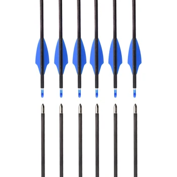 

6Pcs 100% Pure Carbon Arrow 30" ID4.2mm Spine 300-900 Fix Bullet Point Race Shooting Indoor Outdoor Archery Bow Free Shipping