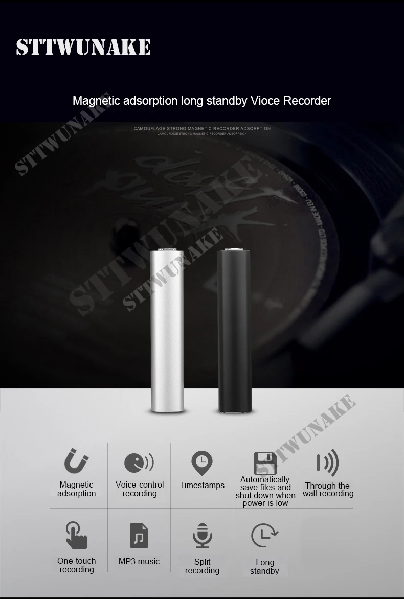 STTWUNAKE мини Аудио Диктофон 600 часов записи Магнитный Профессиональный цифровой HD диктофон denoise скрытая