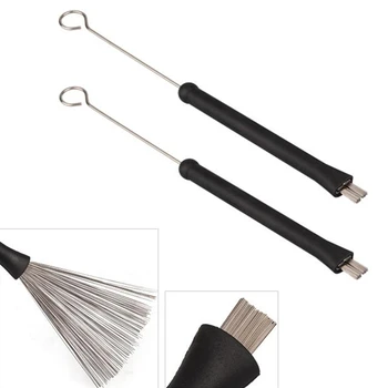 

2pcs! Retractable Jazz Drum Brushes Percussion Steel Wire Strands Sticks Loop End Musical Instruments Parts & Accessories