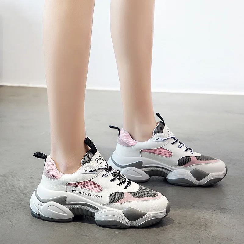 

2019 women's sneakers shoes autumn breathable mesh casual shoes ladies comfortable breathable flat bottom female platform W1-93