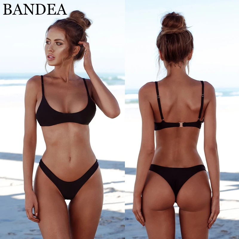 Günstige BANDEA 2019 Bikini Set Sexy Push Up Bademode Frauen Feste Badeanzug Bademode Tanga Badeanzug Brazilian Schwimmen Anzug Sommer