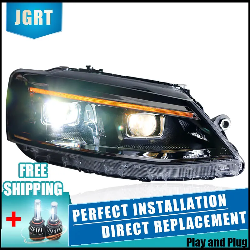  2PCS LED Headlights For VW Jetta 2012-2016 Car Led Lights Double Xenon Lens Car Accessories Daytime - 32887852828