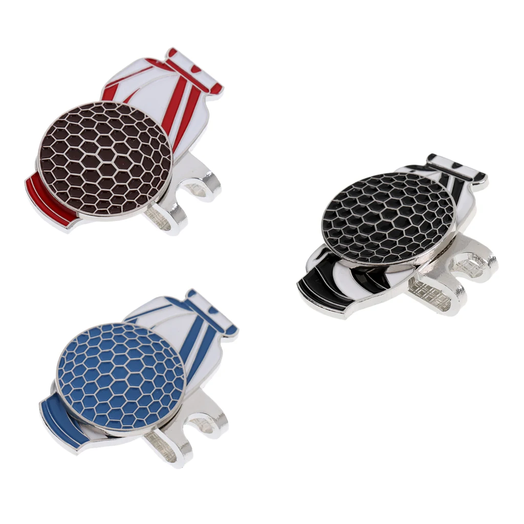 Black / Red / Silver Magnetic Hat Clip with Golf Ball Marker -Using magnet Stick on off-Golf Bag Design for Golf Lovers