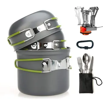 

VILEAD Outdoor Portable Camping Pot 2-3 People Picnic Cookware 10 Sets of Hiking Tour Cooking Instant Noodles Camping Pot