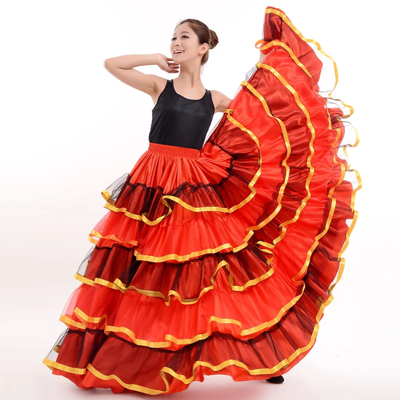 Юбки для испанского фламенко, женские костюмы для Фламенго, Цыганская юбка, Дамское бальное платье для танцев, одежда для сценического шоу DN3049