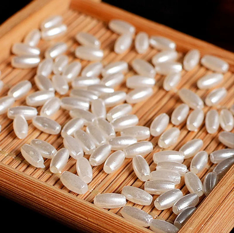 

200pcs 3x6mm 4x8mm 6x12mm Rice Pear Shell Beads ABS White Imitation Oval Plastic Acrylic Loose Beads for Jewelry Making
