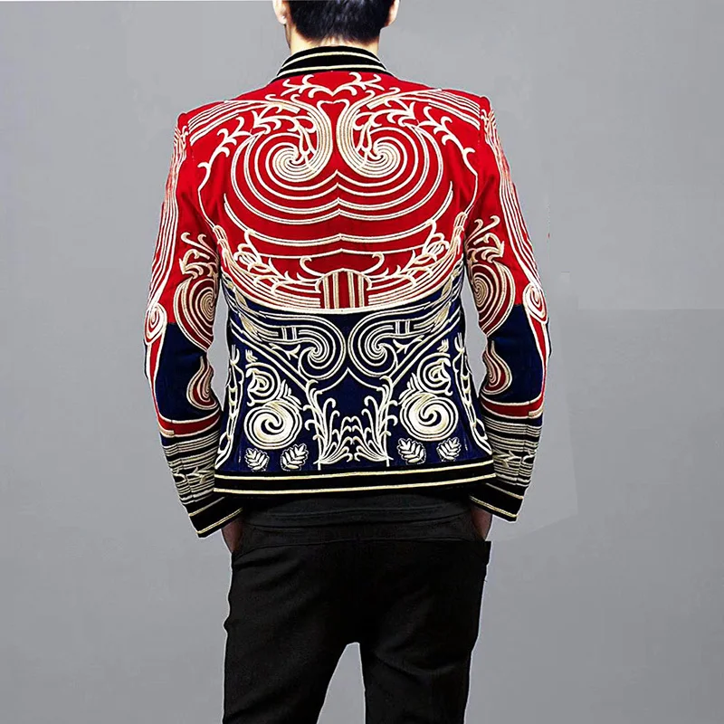 Autumn Mens Blazer Jacket Gold Thread Embroidery Suit Blazer Masculino Erkek Blazer Hombre Stage Party Club Designer Blazer