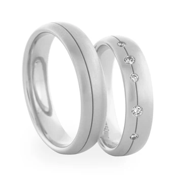 

5mm18ct 18k Satin White Gold 0.09ct Diamond One Pair Couples Ring Lovers Ring Free shipping Wedding Ring JH Fine Jewelry