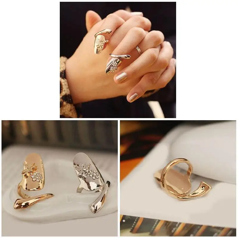 Модное кольцо на палец в стиле панк, летнее стильное Позолоченное серебряное кольцо с Стрекоза со стразами, женское ювелирное изделие@ ME88