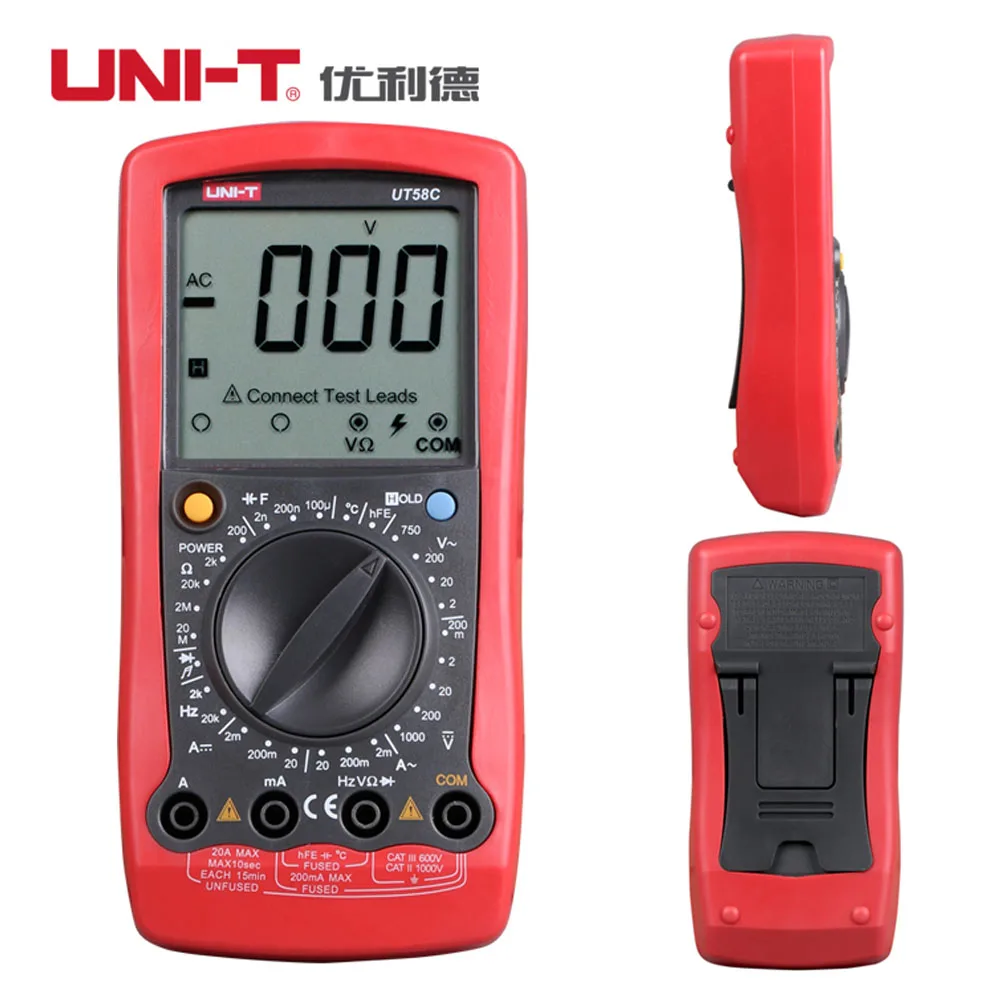

UNI-T UT58C Ammeter Voltmeter Multitester Digital Multimeters DC AC Voltage Current Resistance Capacitance Meter Tester