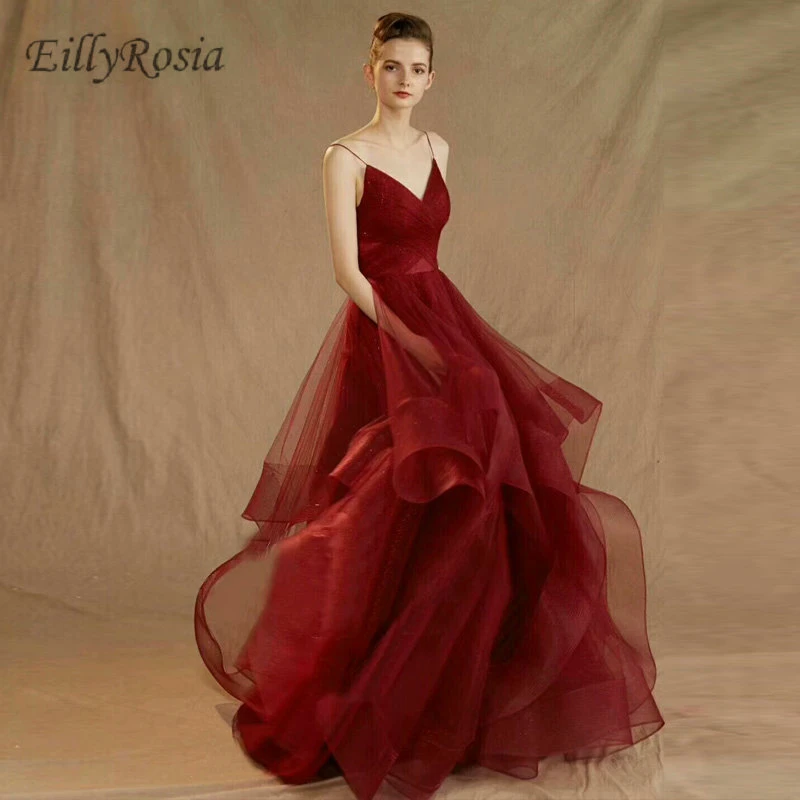 burgundy tiered dress