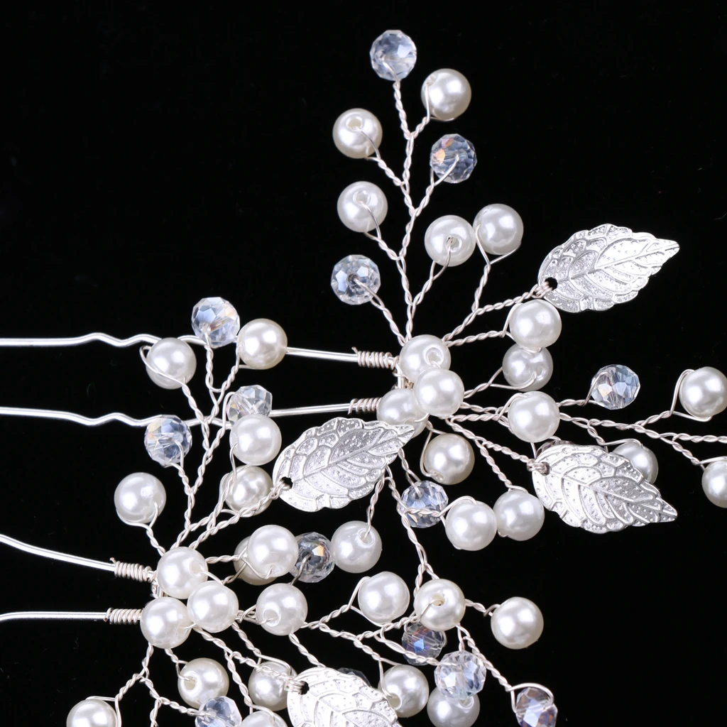 1 Pair Crystal Rhinestone Leaf Hair Pins Vine Wedding Banquet Woman Bridal Hair Jewelry Photo Prop