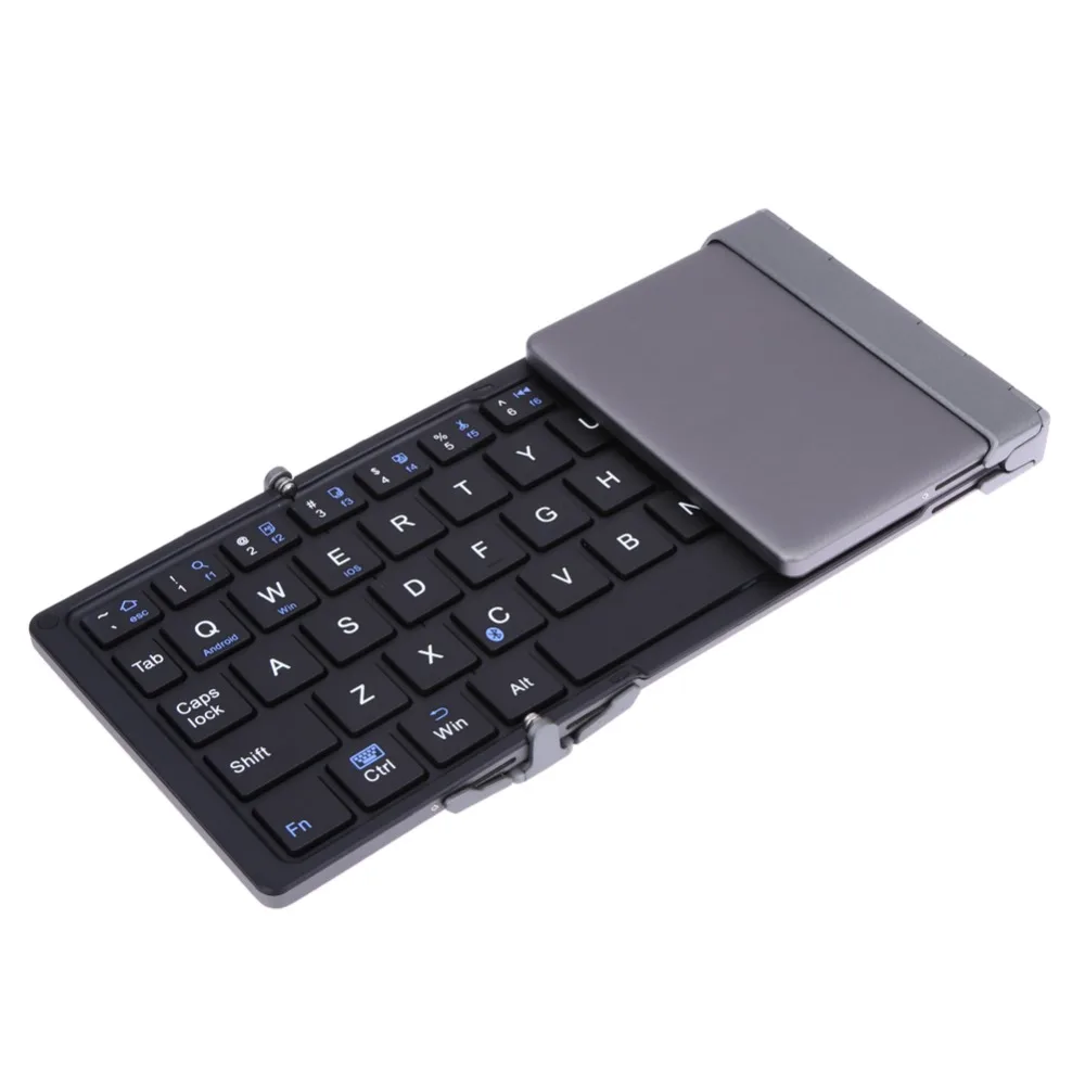 Folding Bluetooth 3 0 Wireless Keyboard Slim Metal Foldable Klavye for Android IOS Smart Phone Windows