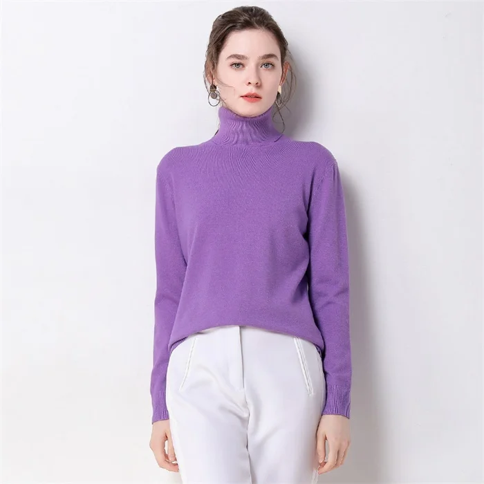 Autumn Winter sweater women turtleneck cashmere sweater knitted pullover women sweter fashion sweaters new Plus Size tops - Цвет: purple