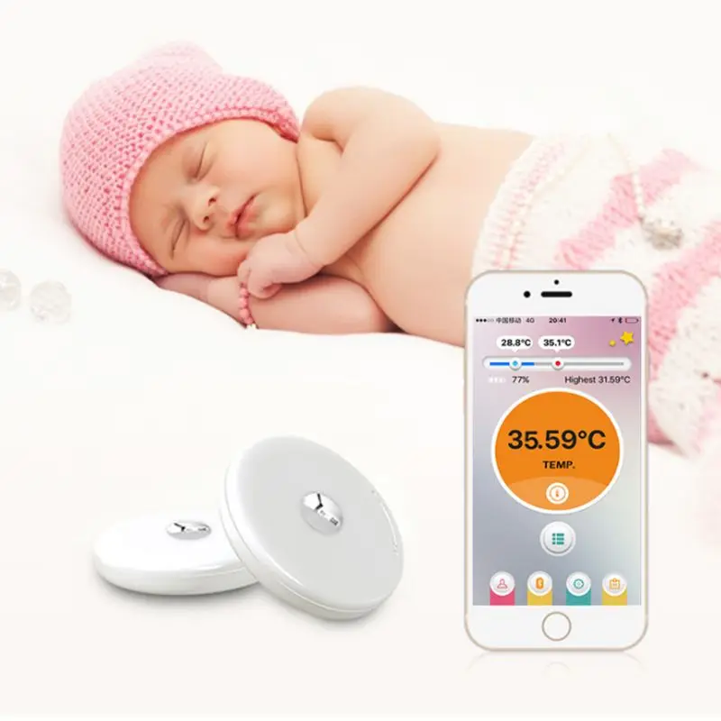 

Portable Baby Bluetooth Smart Thermometer Mobile Phone Connect Monitoring Sensitive Probe Anti Lost Precise Display Fever Warn