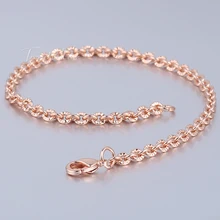 Круглый браслет-цепочка Rolo для женщин и девочек, браслеты из желтого розового золота, Женские Ювелирные изделия, подарки на день Святого Валентина, Прямая поставка, 3 мм, GB395A