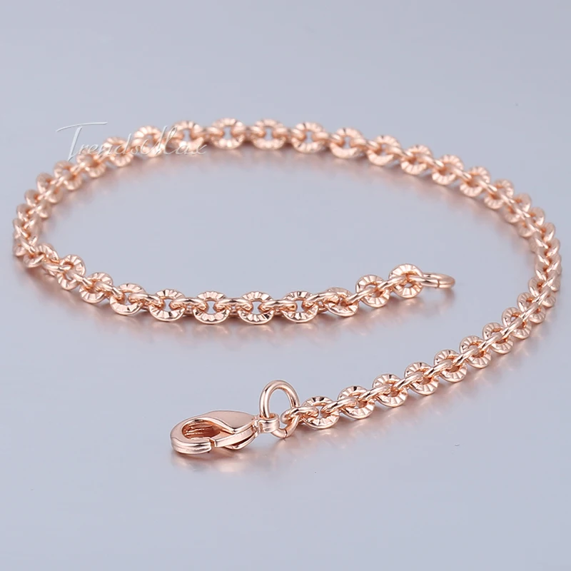 Round Rolo Link Chain Bracelet For 