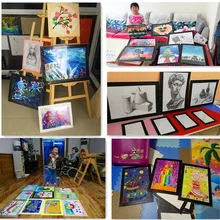 Пользовательские настенные наборы фотографий черная деревянная фоторамка