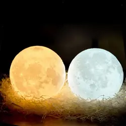 3D печать Луны лампы с питанием от аккумуляторной батареи aaa 2 Цвет Изменить переключатель спальня книжный шкаф ночник домашний декор