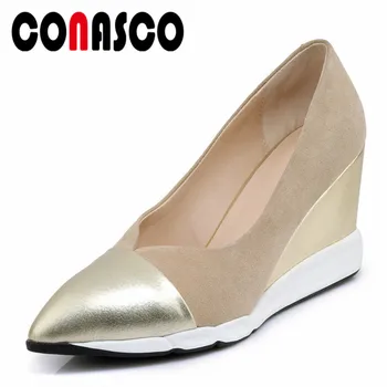 

CONASCO Women Basic Pumps Wedges High Heels Casual Shoes Woman Sexy Patchwork Party Prom Pumps Ladies Platforms Office Pumps