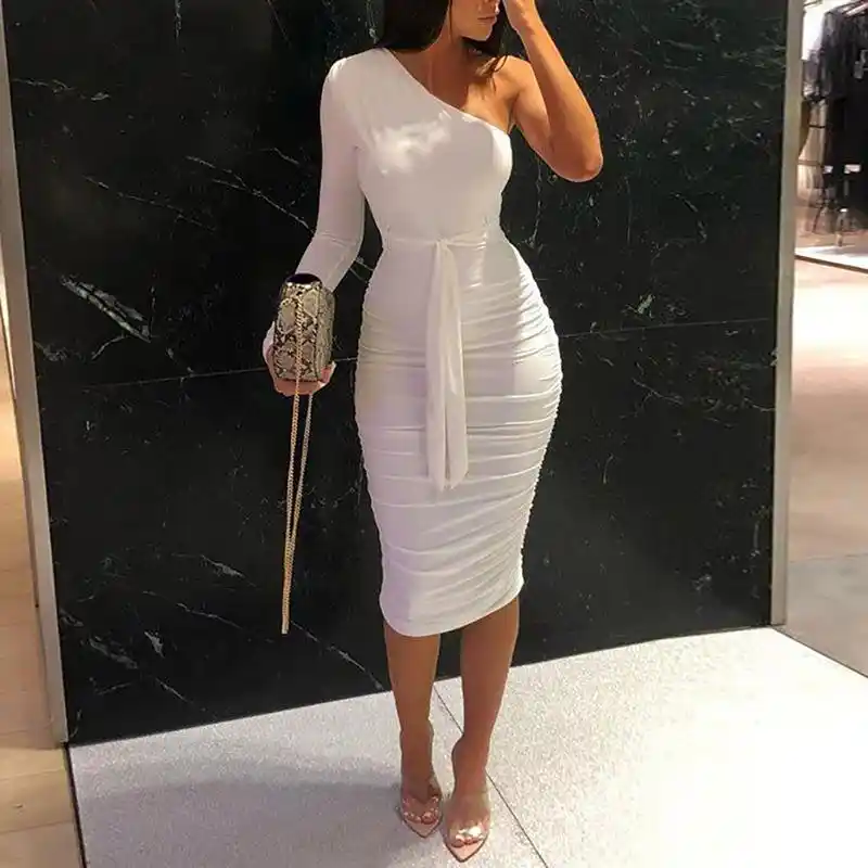 white formal dress midi