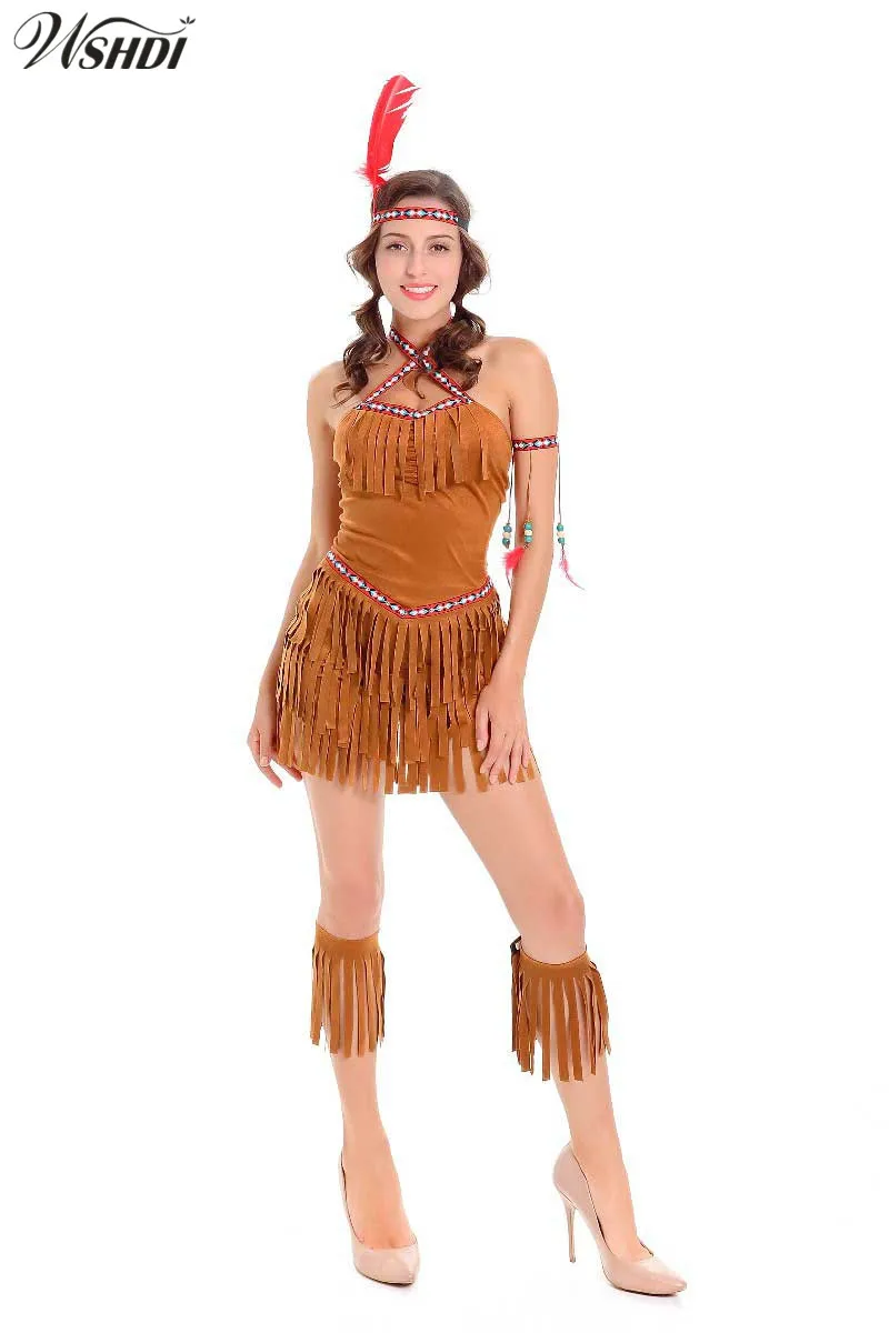 Новый сексуальный женский костюм Pocahontas коренной американский индеец дикое