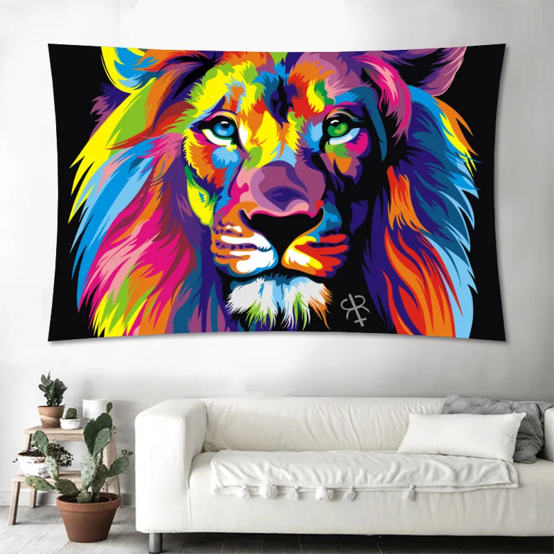 Lion Wall Tapestry Sandy Beach Picnic Throw Rug Custom Tapestries Home